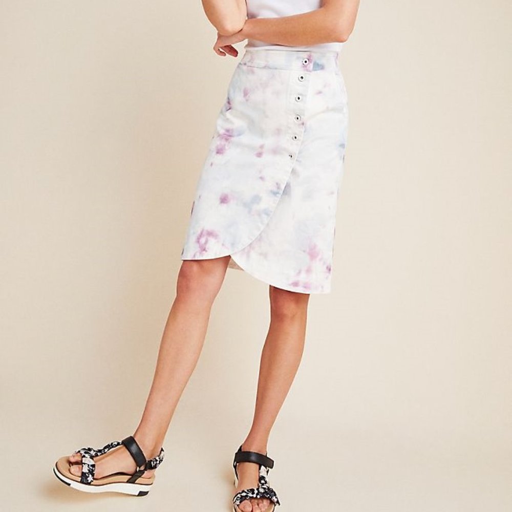 Anthropologie Tie Dyed Button-Up Skirt